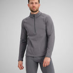 Obermeyer UltraGear 1/4 Zip Top 2024 - A gray quarter-zip top with a high collar and zip running down the front, worn by a model against a light-gray background.