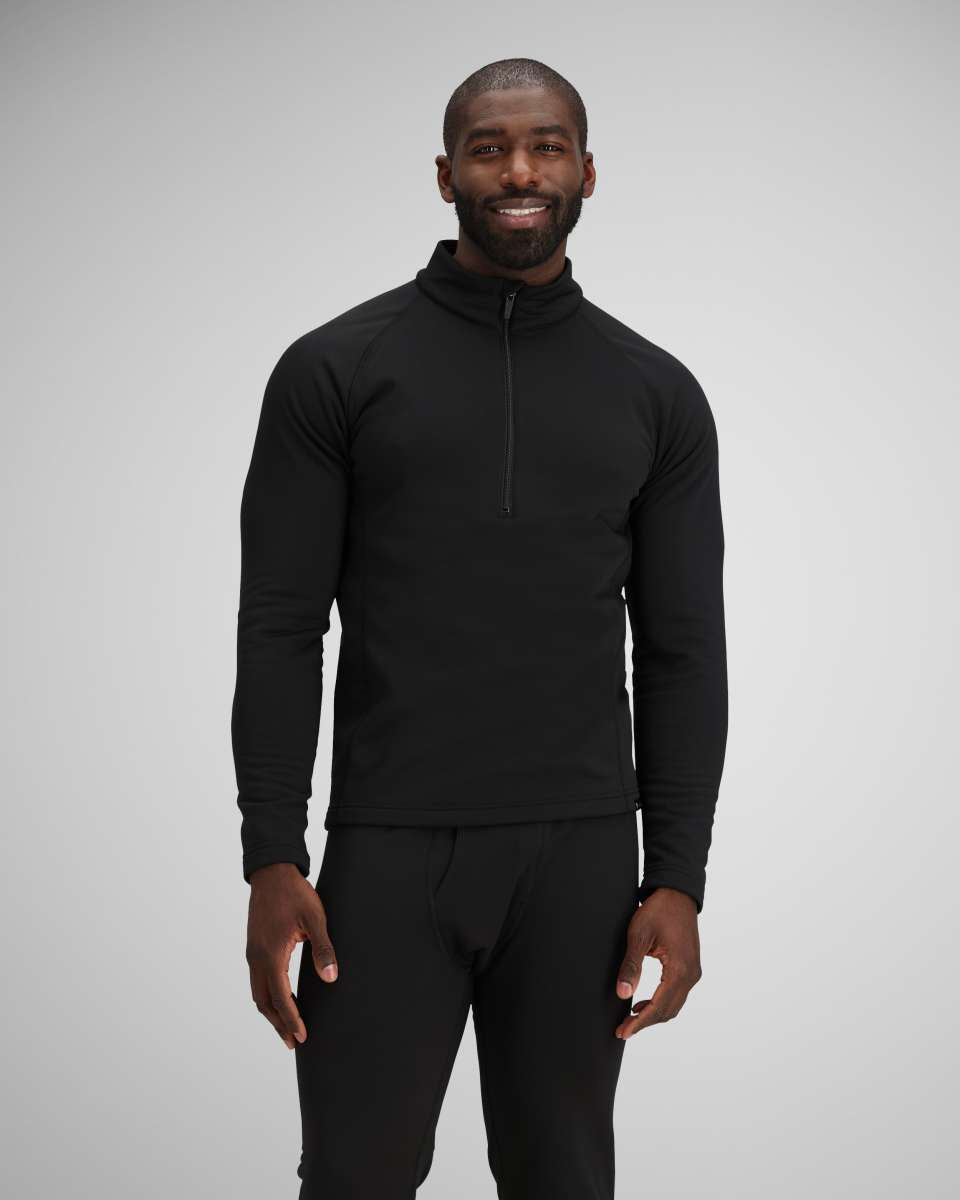 Obermeyer UltraGear 1/4 Zip Top 2024 - Black zip running down center of chest, long sleeves with thumbholes at cuffs.