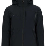 Obermeyer Xenon Insulated Jacket 2024 - A black insulated jacket with a zippered front and two chest pockets, featuring an Obermeyer logo on the left breast pocket.