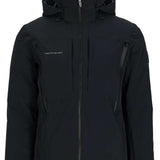 Obermeyer Xenon Insulated Jacket 2024 - A black insulated jacket with a zippered front and two chest pockets, featuring an Obermeyer logo on the left breast pocket.