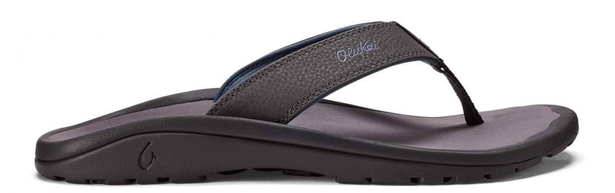 Olukai Ohana Sandals - Pair of gray sandals with a strap and toe post, featuring a small logo on the side.