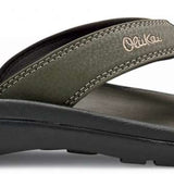 Olukai Ohana Sandals 2022 - A pair of brown sandals with a strap and toe post, featuring a logo on the side.