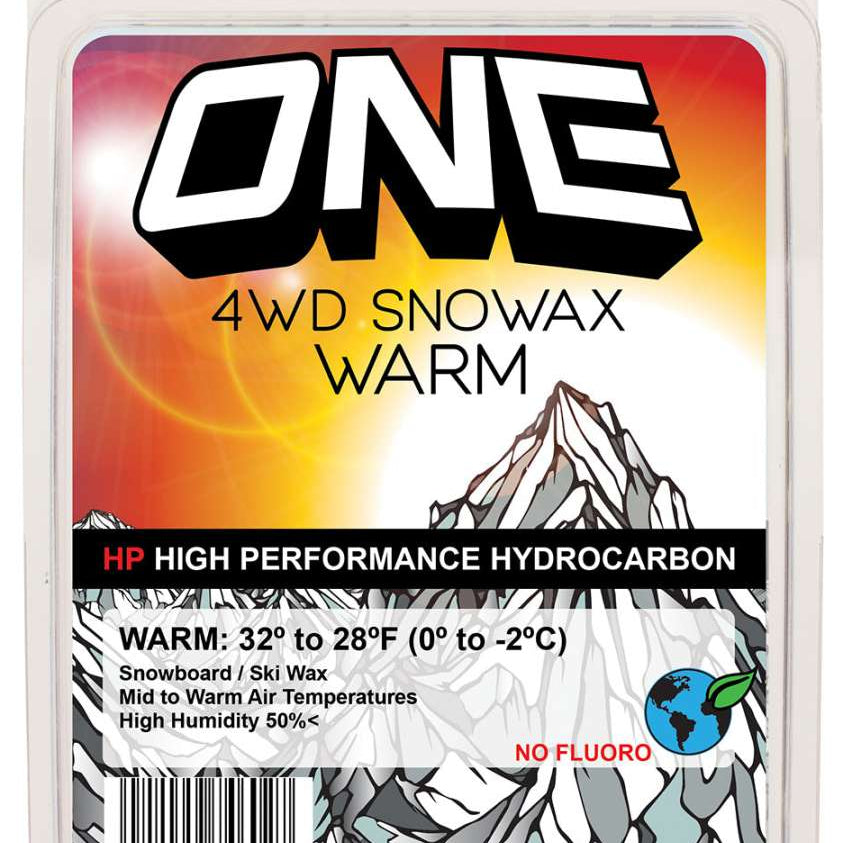 Oneball 4WD Warm Wax 28F 2024 - A white wax block with a blue logo and black text on its packaging.