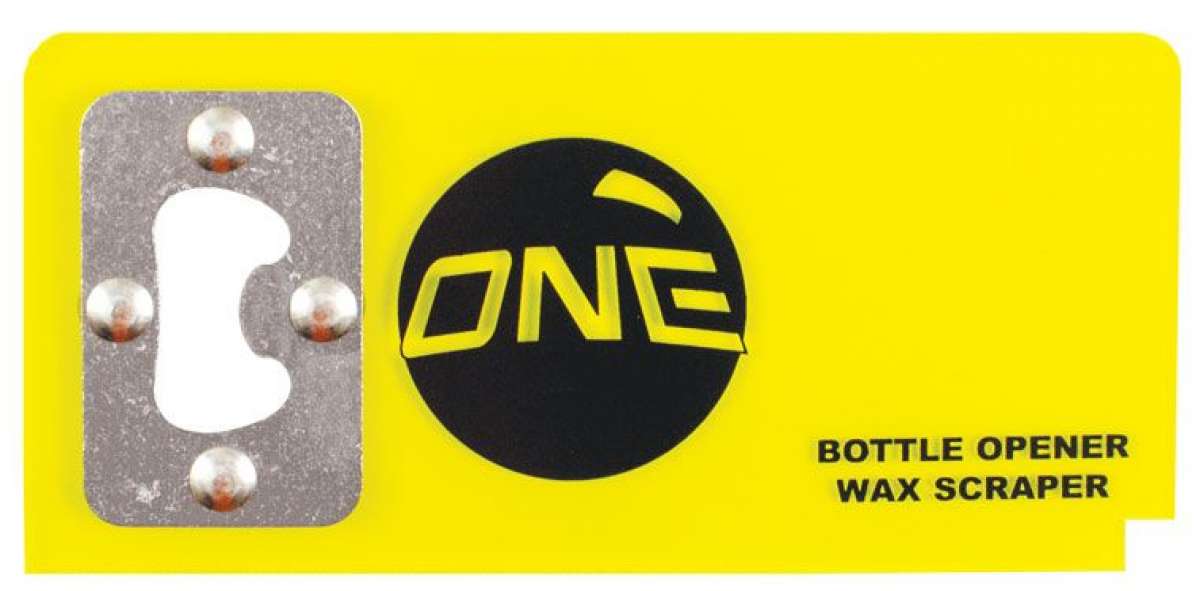 Oneball Bottle Opener Scraper - A metal bottle opener with a white "1" on its face and four silver screws around it.