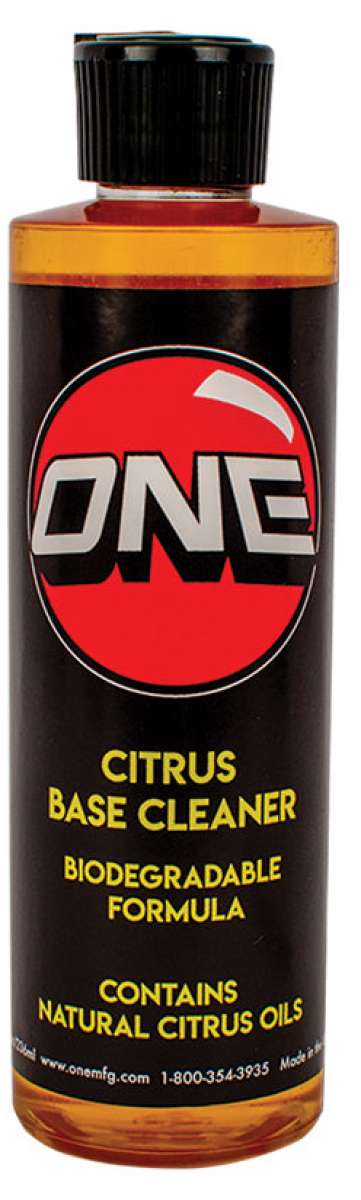 Oneball Citrus Base Cleaner 4oz 2024 - Bottle of citrus-scented base cleaner with a brown cap and label.