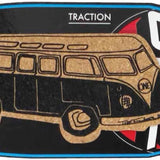 Oneball Cork Bus Stomp Pad - A cork bus-shaped stomp pad with a brown color and a textured surface.