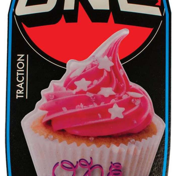 Oneball Cupcake Stomp Pad 2023-2024 - A pink cupcake with white frosting and star-shaped sprinkles on top, sitting in a white wrapper.