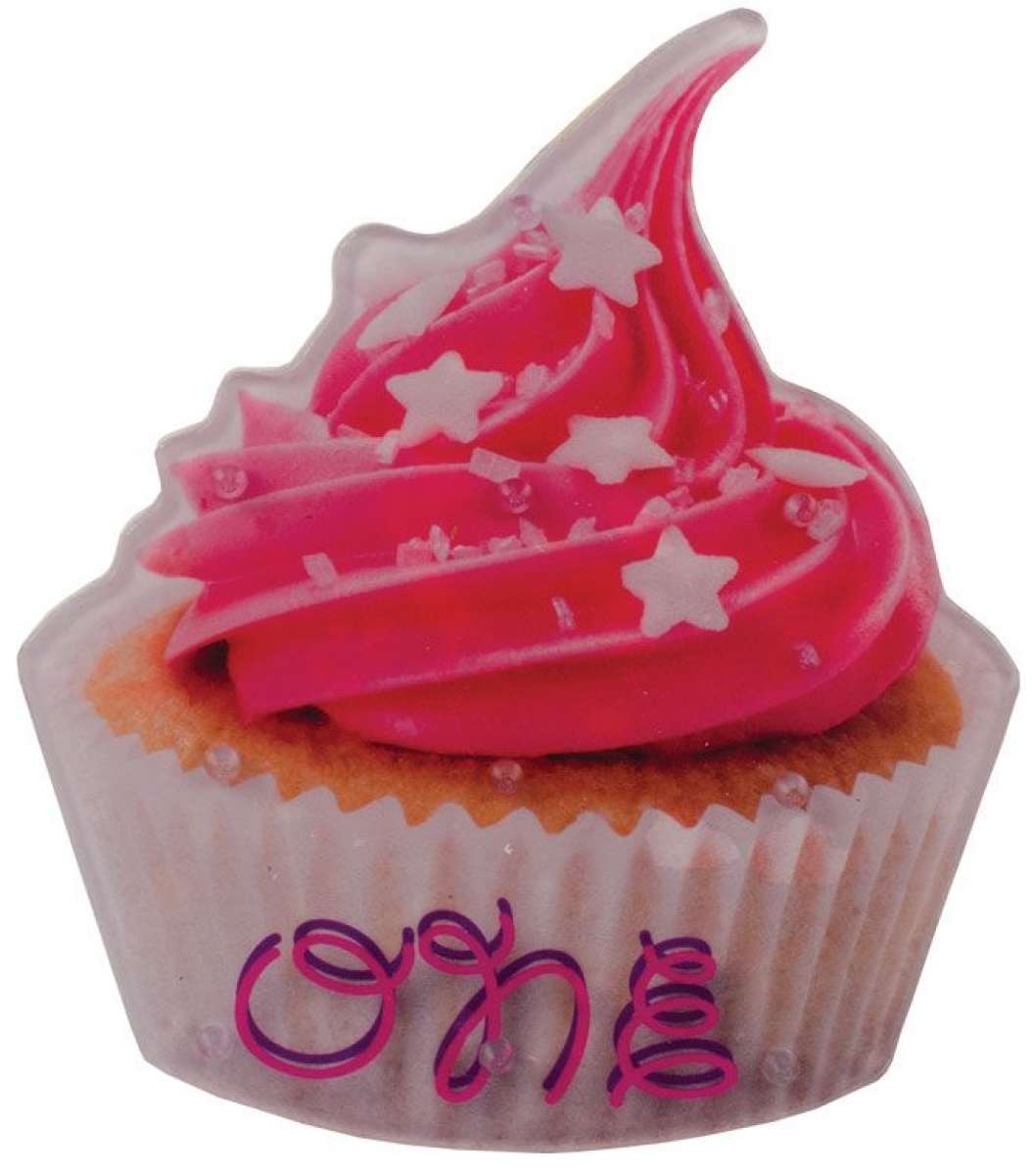 Oneball Cupcake Stomp Pad 2023-2024 - Pink cupcake with white frosting and star sprinkles on top.