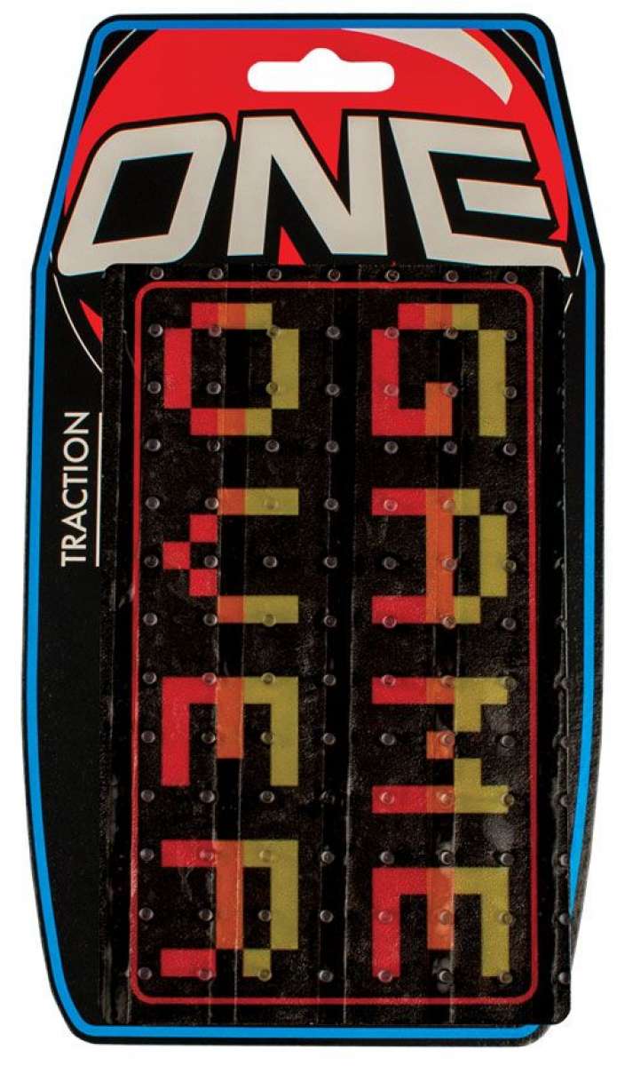 Oneball Game Over Stomp Pad - Black stomp pad with a pixelated "Game Over" design in red, yellow and orange.