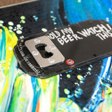 Oneball Hold My Beer Stomp Pad - A black stomp pad with a silver metal "hold my beer" logo in the center.