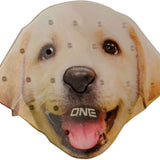 Oneball Lab Stomp Pad 2023-2024 - A yellow lab with its tongue out and brown eyes looking directly at the camera.