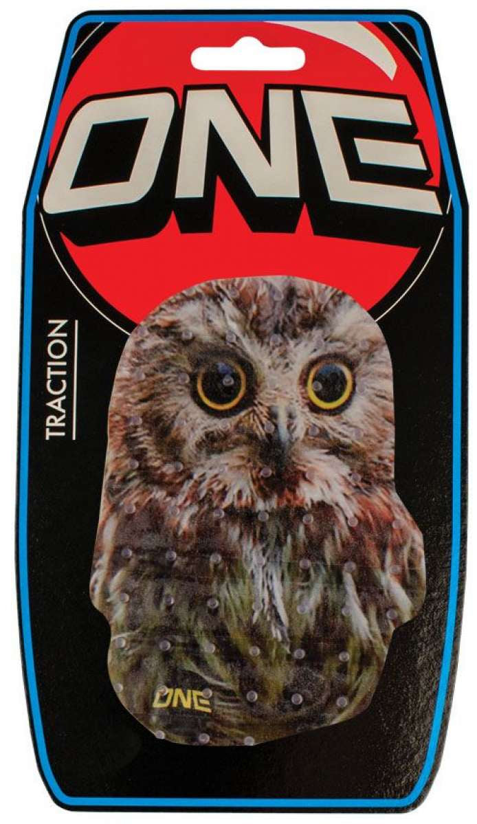Oneball Owl Stomp Pad 2024 - An owl with brown feathers and yellow eyes is printed on this stomp pad.