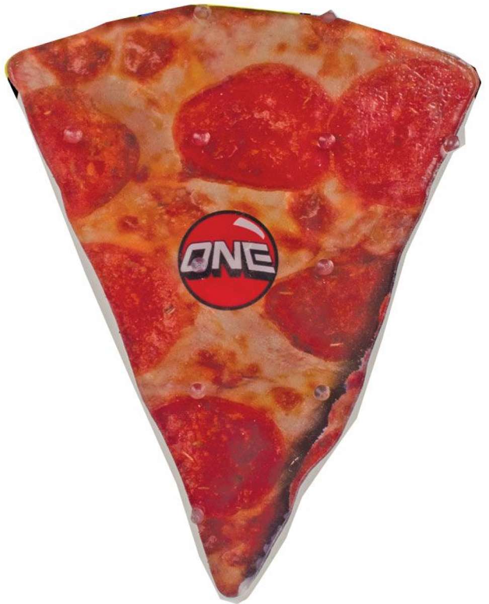 Oneball Pizza Stomp Pad 2024 - A pizza-shaped stomp pad with a red sauce and cheese topping design, featuring the word "ONE" in white letters on top of the pizza.