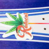Oneball Radical Leaf Stomp Pad - A green cannabis leaf with black lines is printed on a white background.