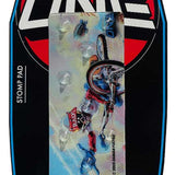 Oneball Radical Rick Stomp Pad - A red, black, and white stomp pad with a cartoon character riding a skateboard on it.