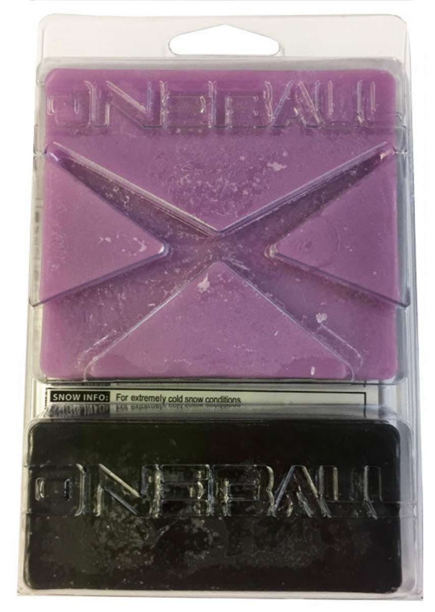 Oneball X-Wax Cold 21 - 5F 2024 - Purple wax with a cross-shaped logo on top.