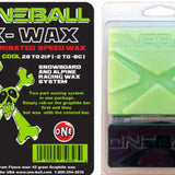 Oneball X-Wax Cool 2024 - A green wax block with a white logo and text on top, in a clear plastic package.