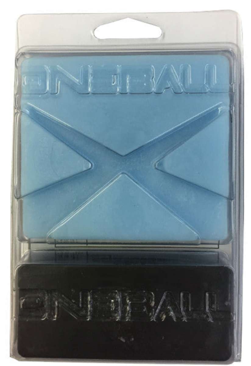 Oneball X-Wax Ice Cold 2024 - A blue wax block with an embossed "X" on top and a logo at the bottom.