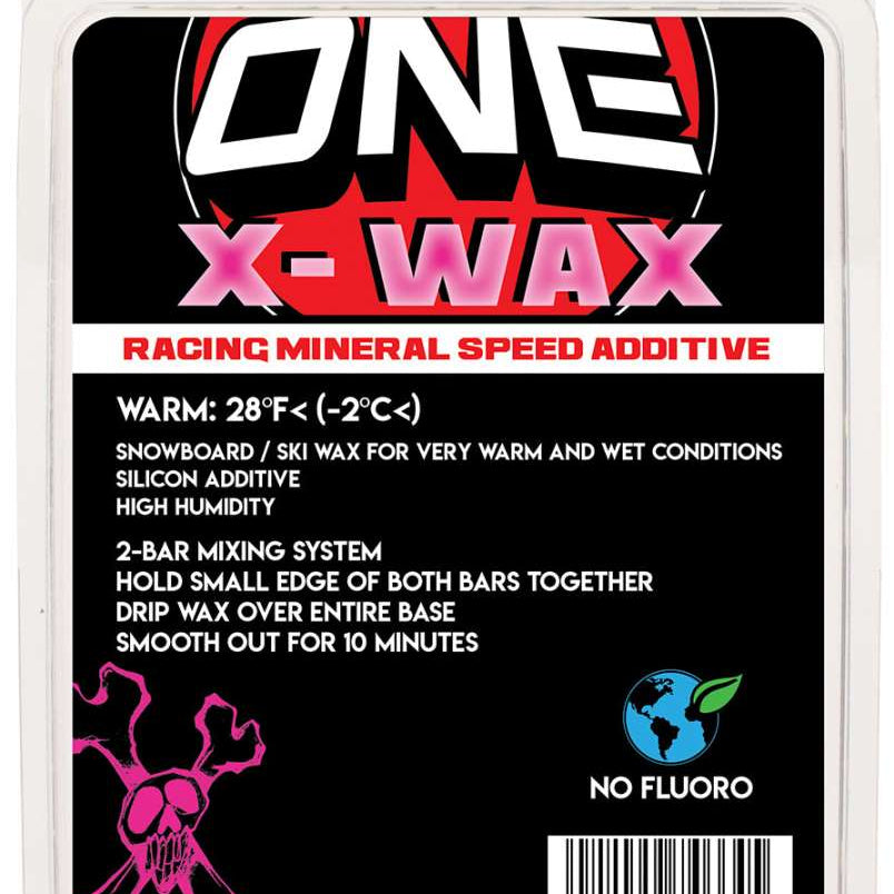 Oneball X-Wax Warm 2024 - A red can with a white label and black text, featuring a snowboarder riding down a mountain on the front.