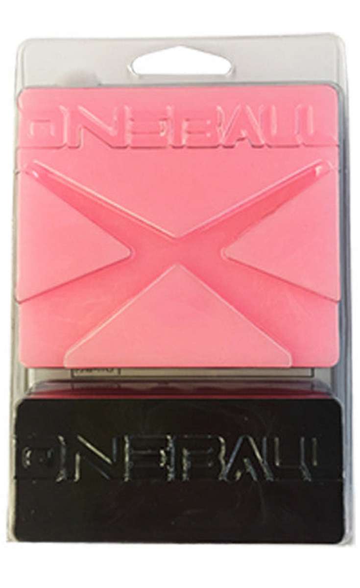 Oneball X-Wax Warm - A pink square with an embossed "X" in the center and a line of embossed text at the top that reads "ONEBALL".