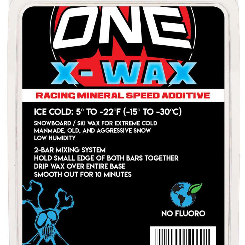 Oneball X-Wax - A red and black box with a white snowboarder on it, featuring the words "Ice Cold" in blue letters.