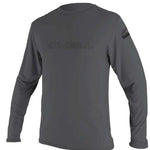 O'Neill Basic Skins Long Sleeve Sun Shirt 2022 - A long-sleeved shirt with a crew neck and a solid light gray color.