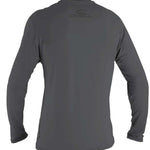 O'Neill Basic Skins Long Sleeve Sun Shirt 2022 - A dark gray long-sleeved shirt with a crew neck and a small logo on the upper left chest area.