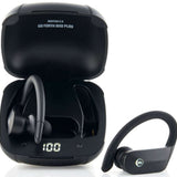 Outdoor Tech Mantas 2.0 Wireless Earbuds - Black earbuds with white accents in a black case.