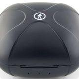 Outdoor Tech Mantas 2.0 Wireless Earbuds - Black earbuds with white accents and a charging case.