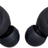 Outdoor Tech Pearls Wireless Earbuds - Black earbuds with red logo of a person skiing.