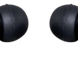 Outdoor Tech Pearls Wireless Earbuds - A pair of black wireless earbuds with a red logo featuring an outline of a person skiing.