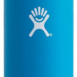 Hydro Flask - A water bottle with a standard mouth opening, featuring a screw-on lid and a cylindrical shape. The bottle is primarily blue in color.