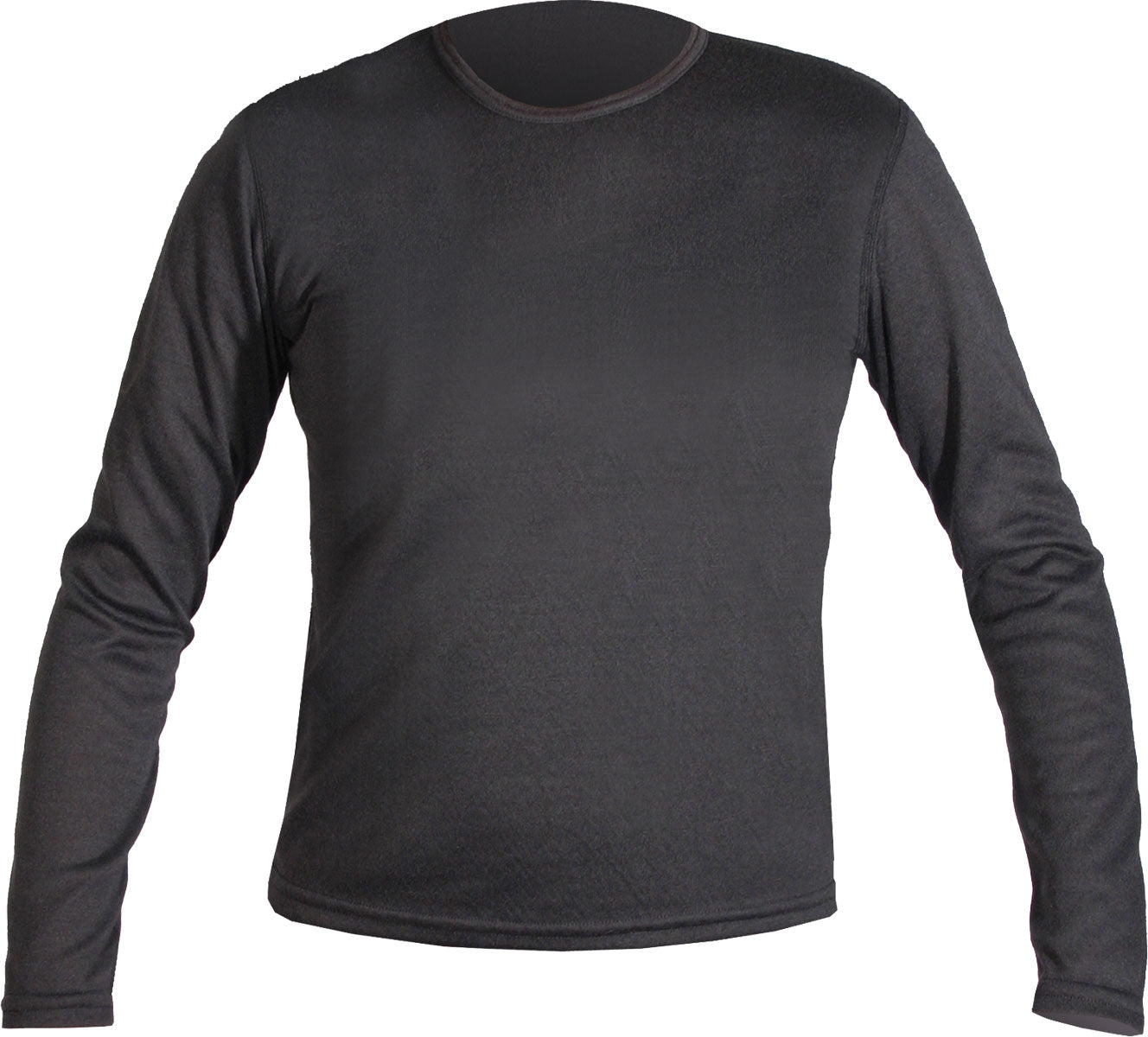 Hot Chillys Juniors' Pepper Bi-Ply 2-Layer Crewneck Top Baselayer - A black crew neck top with a subtle pepper pattern on the front and back.