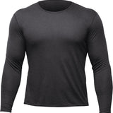 Hot Chillys Men's Pepper Skins Crew Top Baselayer - A dark gray crew neck top with a pepper skin pattern on the front and back.