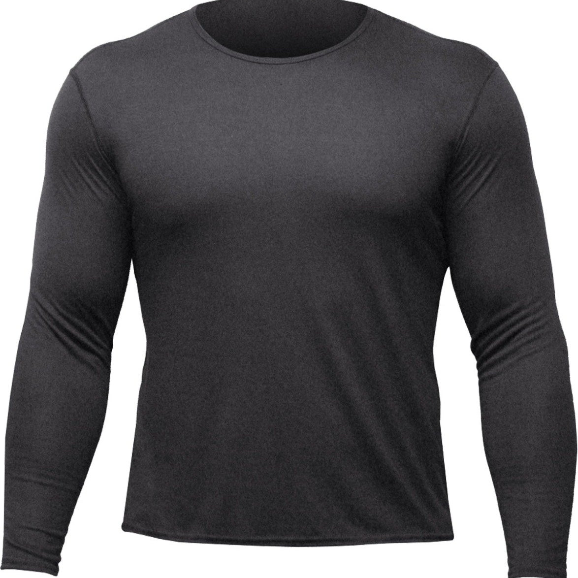 Hot Chillys Men's Pepper Skins Crew Top Baselayer - A dark gray crew neck top with a pepper skin pattern on the front and back.