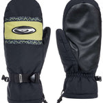 Quiksilver Broad Peak Mittens - A pair of black mittens with a white logo on the back of one mitten.
