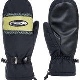 Quiksilver Broad Peak Mittens - A pair of black mittens with a white logo on the back of one mitten.