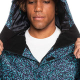 Quiksilver High Altitude 2L GORE-TEX Shell Jacket 2023 - A black jacket with a purple and teal pattern, featuring a hood and zippered pockets.