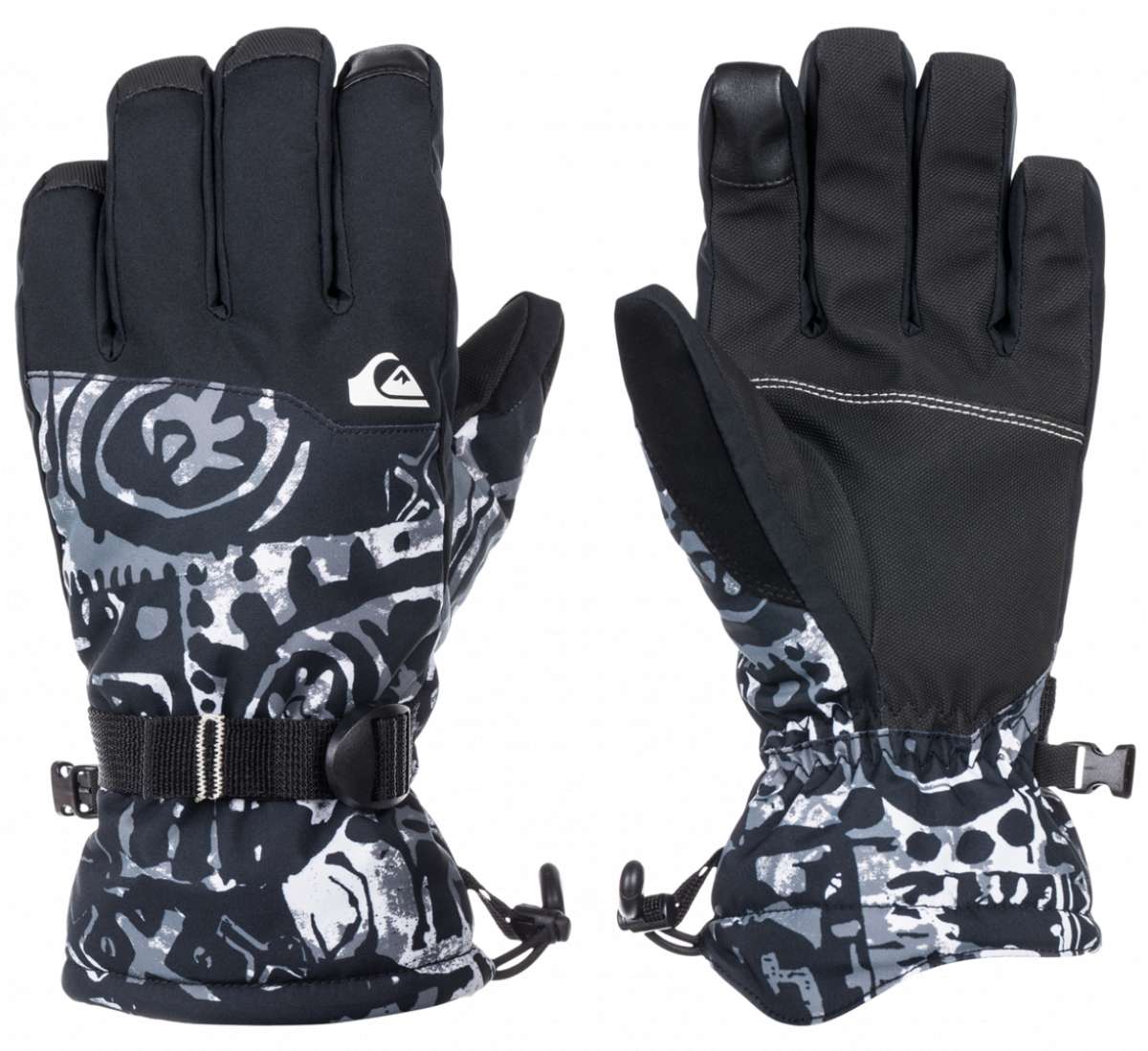 Quiksilver Mission Gloves 2024 - Black gloves with white logo on top of left glove.