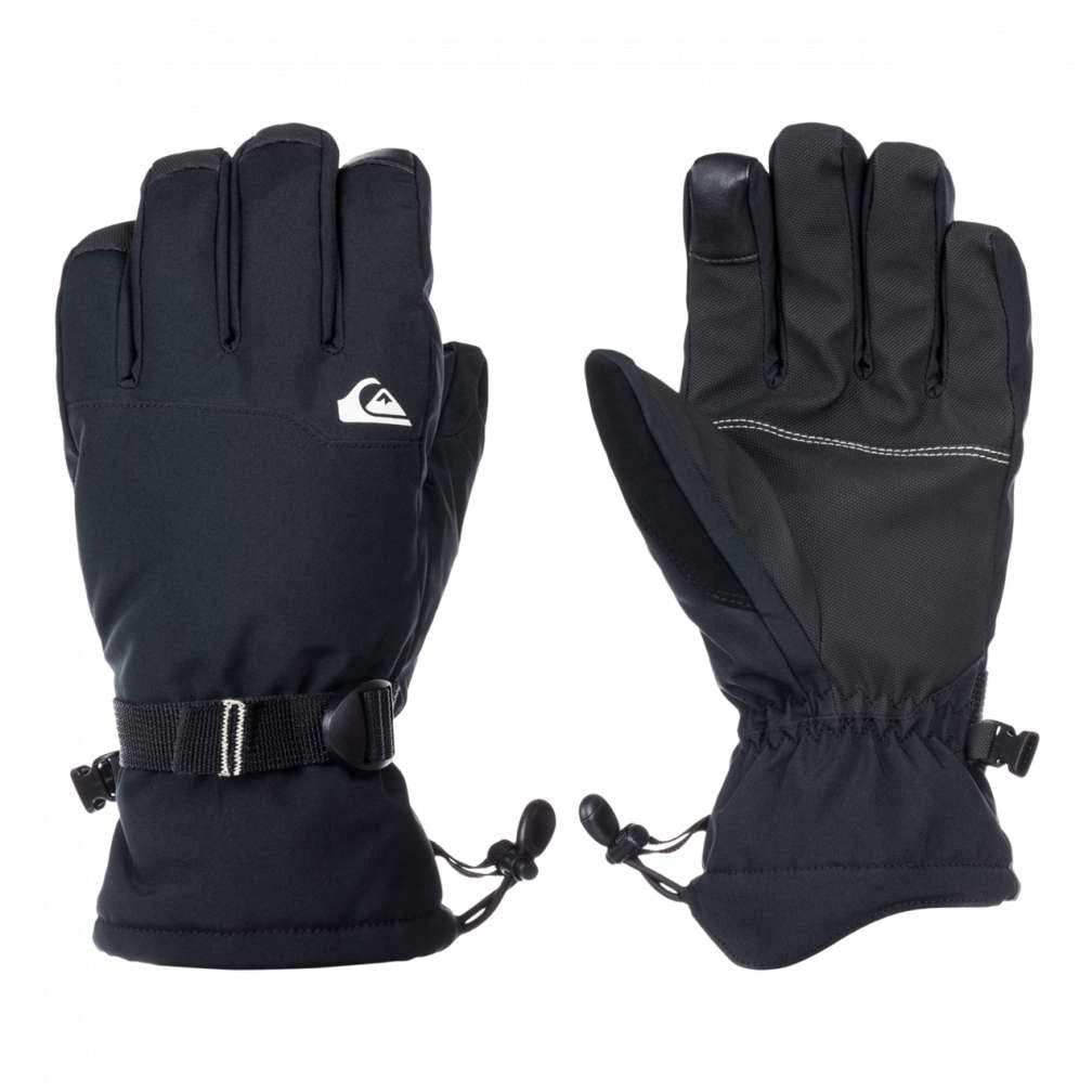 Quiksilver Mission Gloves 2024 - Black gloves with white logo on top of left glove.