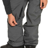 Quiksilver Porter Insulated Pant - Dark gray snow pants with zippered pockets and adjustable cuffs.