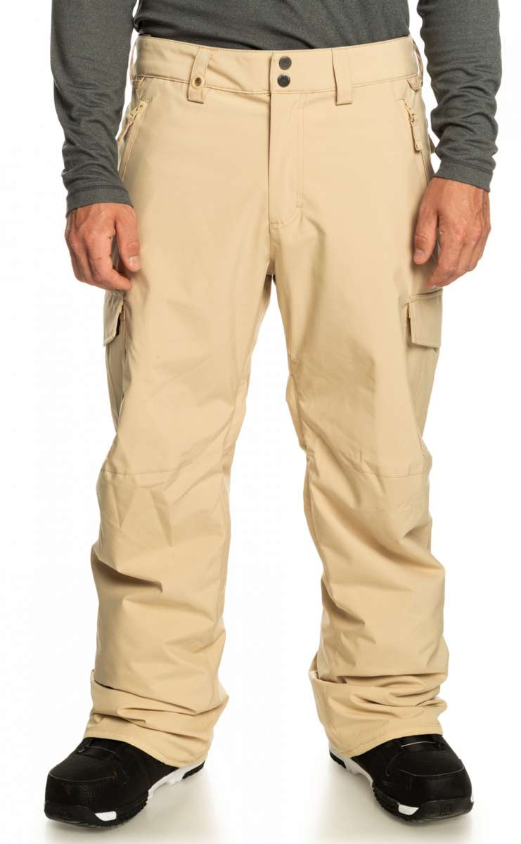 Quiksilver Porter Insulated Pant 2024 - Beige snow pants with zippered pockets and adjustable cuffs.