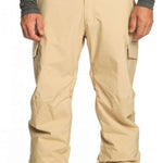 Quiksilver Porter Insulated Pant 2024 - Beige snow pants with zippered pockets and adjustable cuffs.