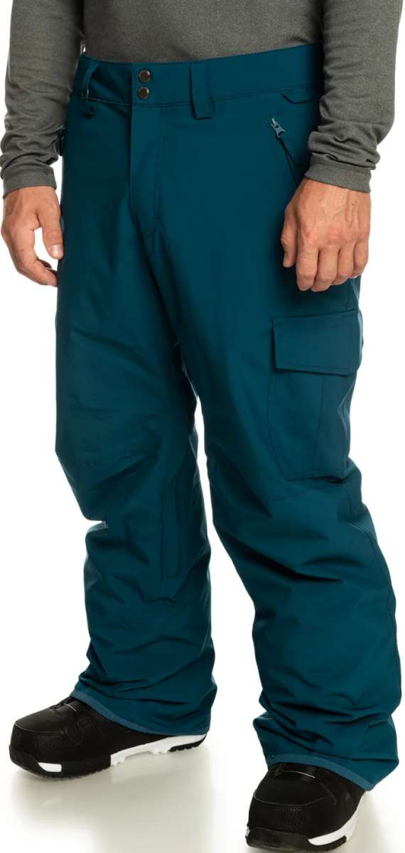 Quiksilver Porter Insulated Pant 2024 - Dark blue snow pants with zippered pockets and a belt loop on the waistband.
