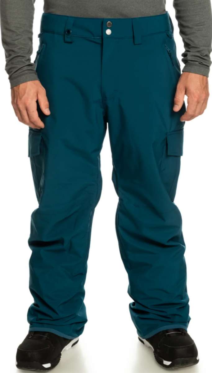 Quiksilver Porter Insulated Pant 2024 - Dark blue pants with a subtle pattern of thin white lines on the side pockets and down the leg.