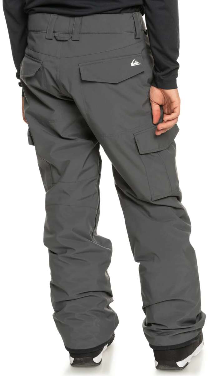Quiksilver Porter Insulated Pant 2024 - A pair of dark gray snow pants with a white logo on the back pocket.