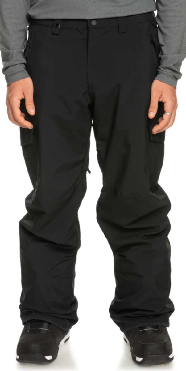 Quiksilver Porter Insulated Pant 2024 - Black pants with zippered pockets and adjustable waistband.