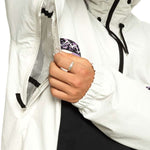 Quiksilver Steeze Shell Jacket 2024 - A white jacket with a black zipper and black drawstrings on the hood.