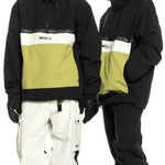 Quiksilver Steeze Shell Jacket 2024 - A black jacket with a white and green stripe across the chest.