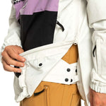 Quiksilver Steeze Shell Jacket 2024 - A white, black, and purple jacket with a zipper down the front.